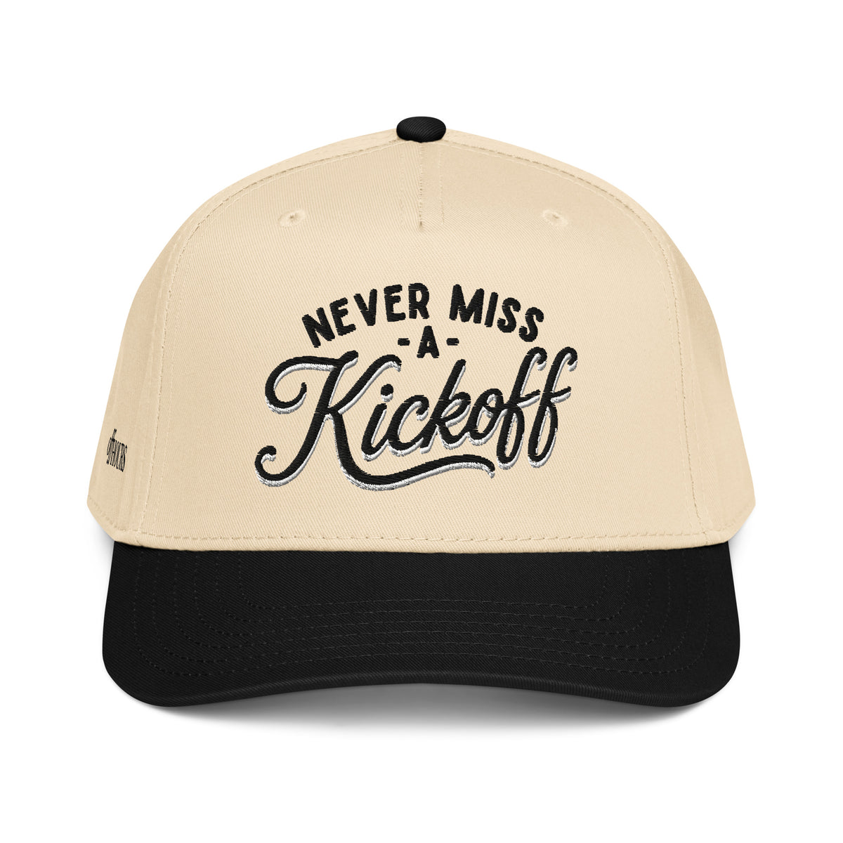 Never Miss A Kickoff black and natural trucker hat by Off Hours