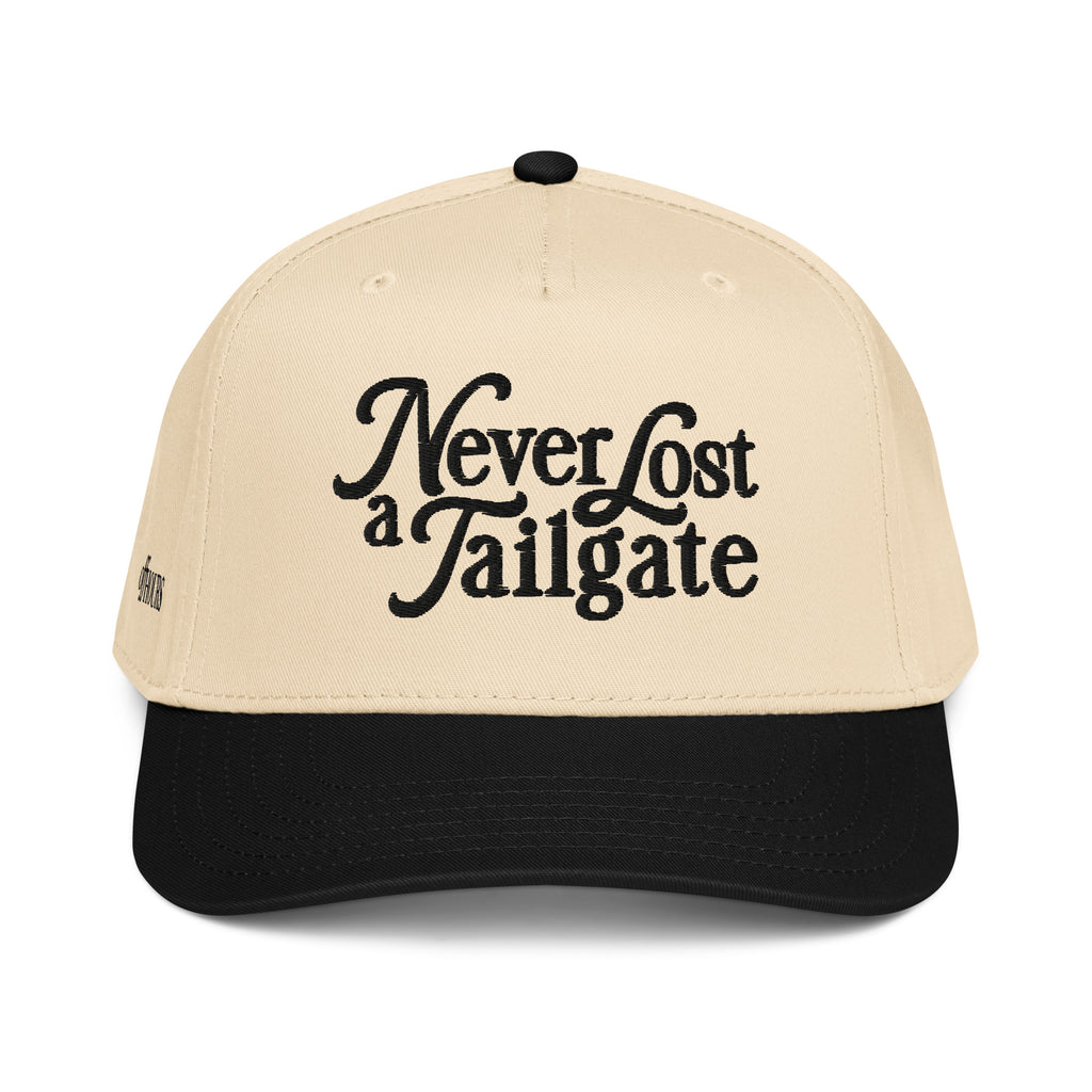 Never Lost a Tailgate black and natural trucker hat by Off Hours