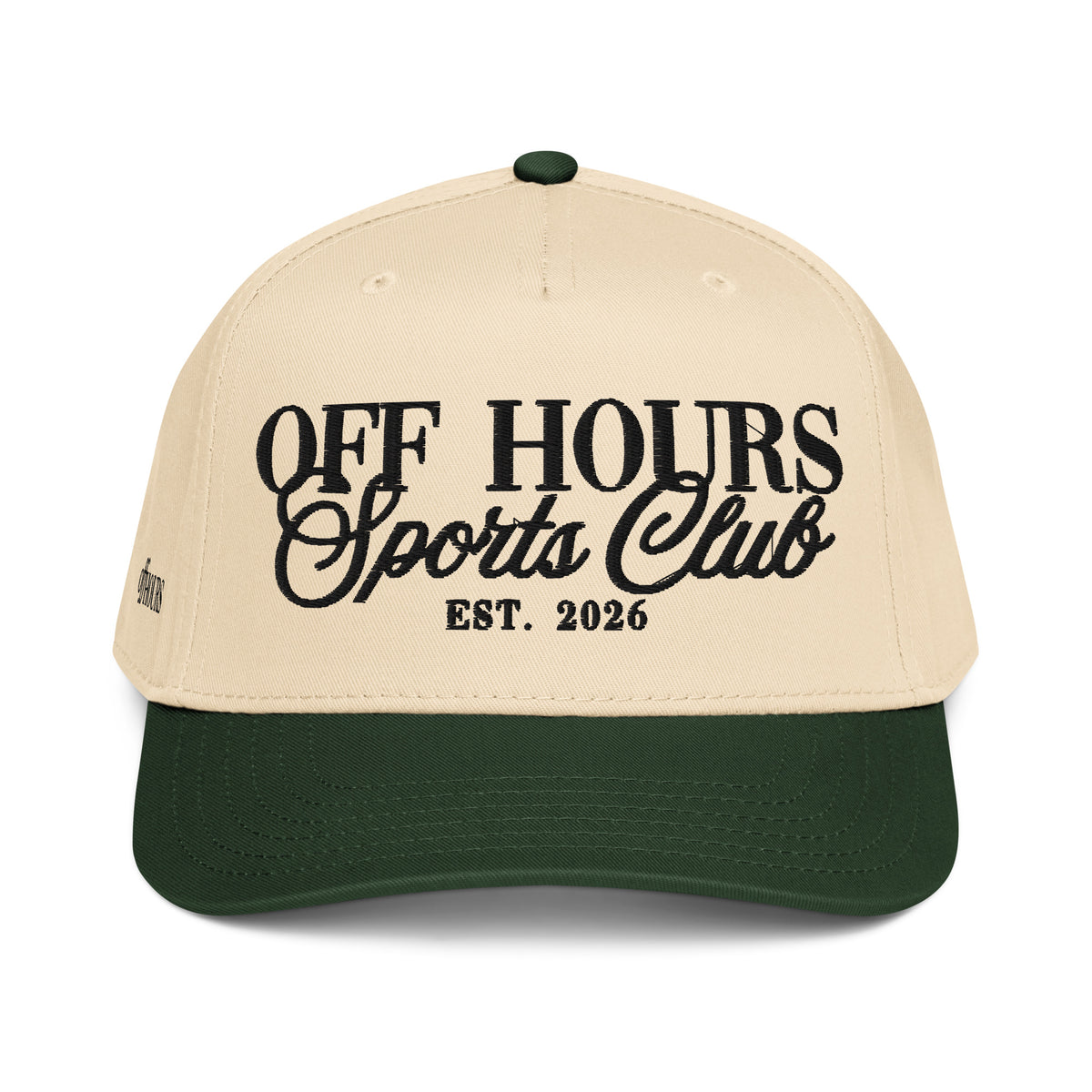 Off Hours Sports Club green and natural trucker hat by Off Hours