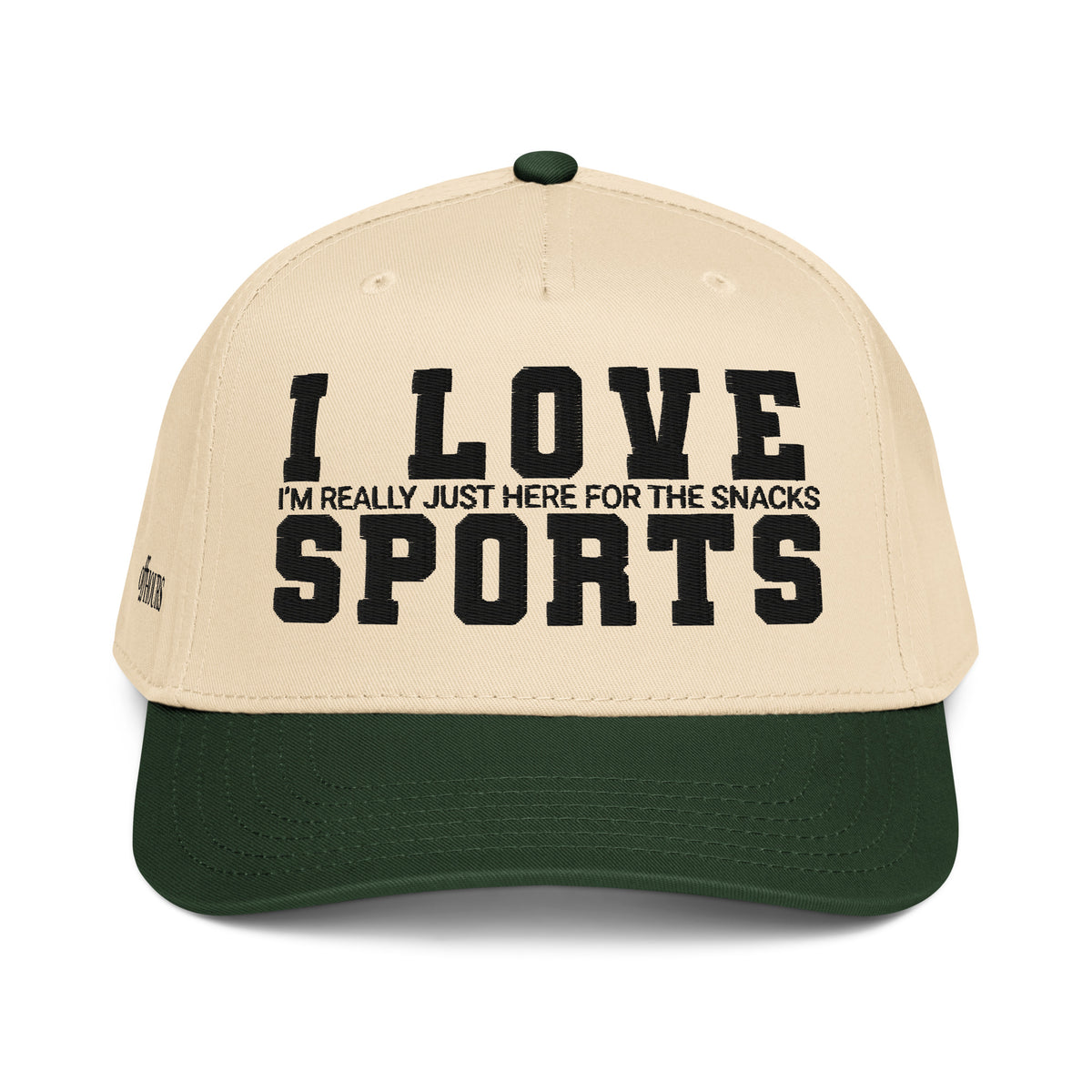 I Love Sports green and natural trucker hat by Off Hours
