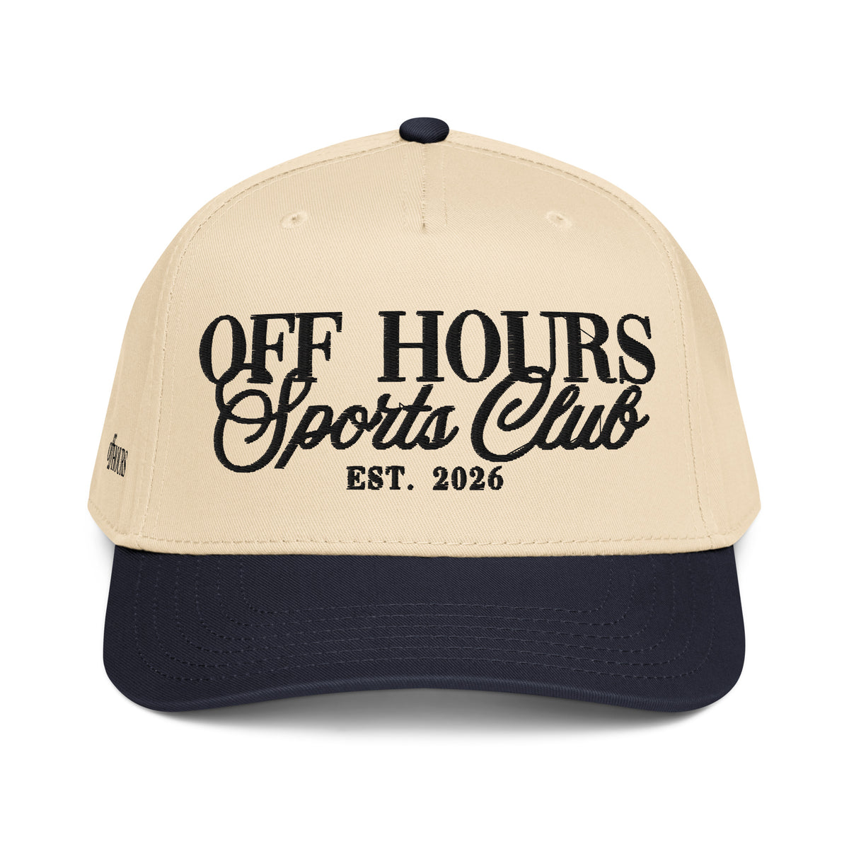 Off Hours Sports Club navy and natural trucker hat by Off Hours