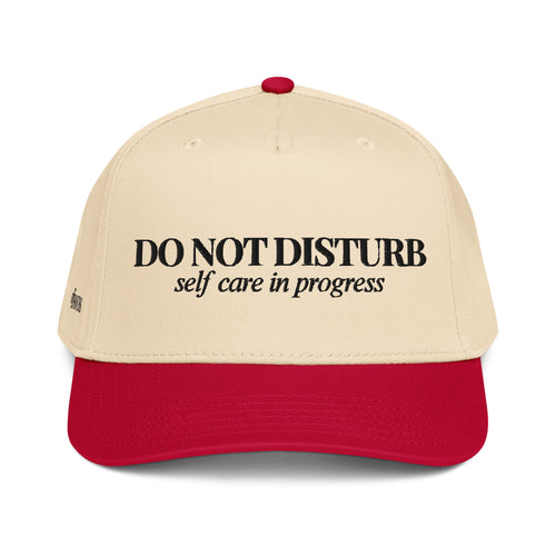 Do Not Disturb red and natural trucker hat by Off Hours
