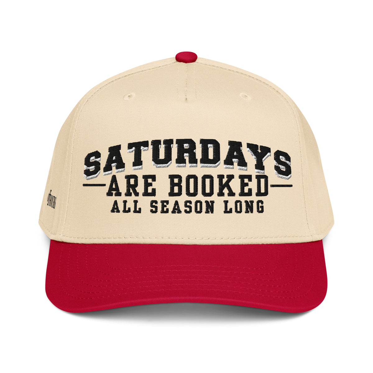 Saturdays Are Booked red and natural trucker hat by Off Hours