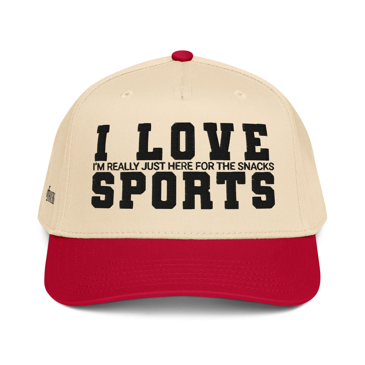 I Love Sports red and natural trucker hat by Off Hours