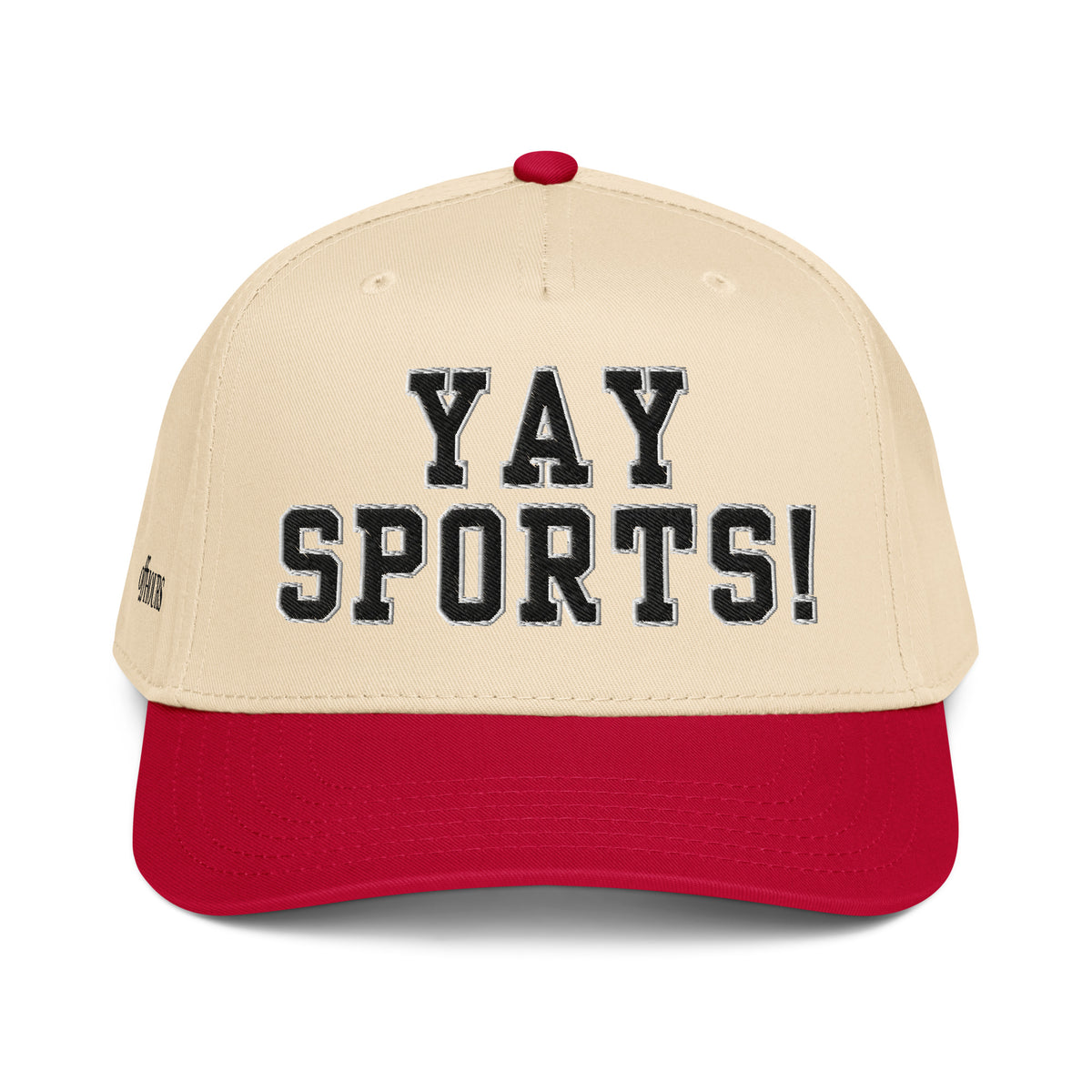 Yay Sports! red and natural trucker hat by Off Hours