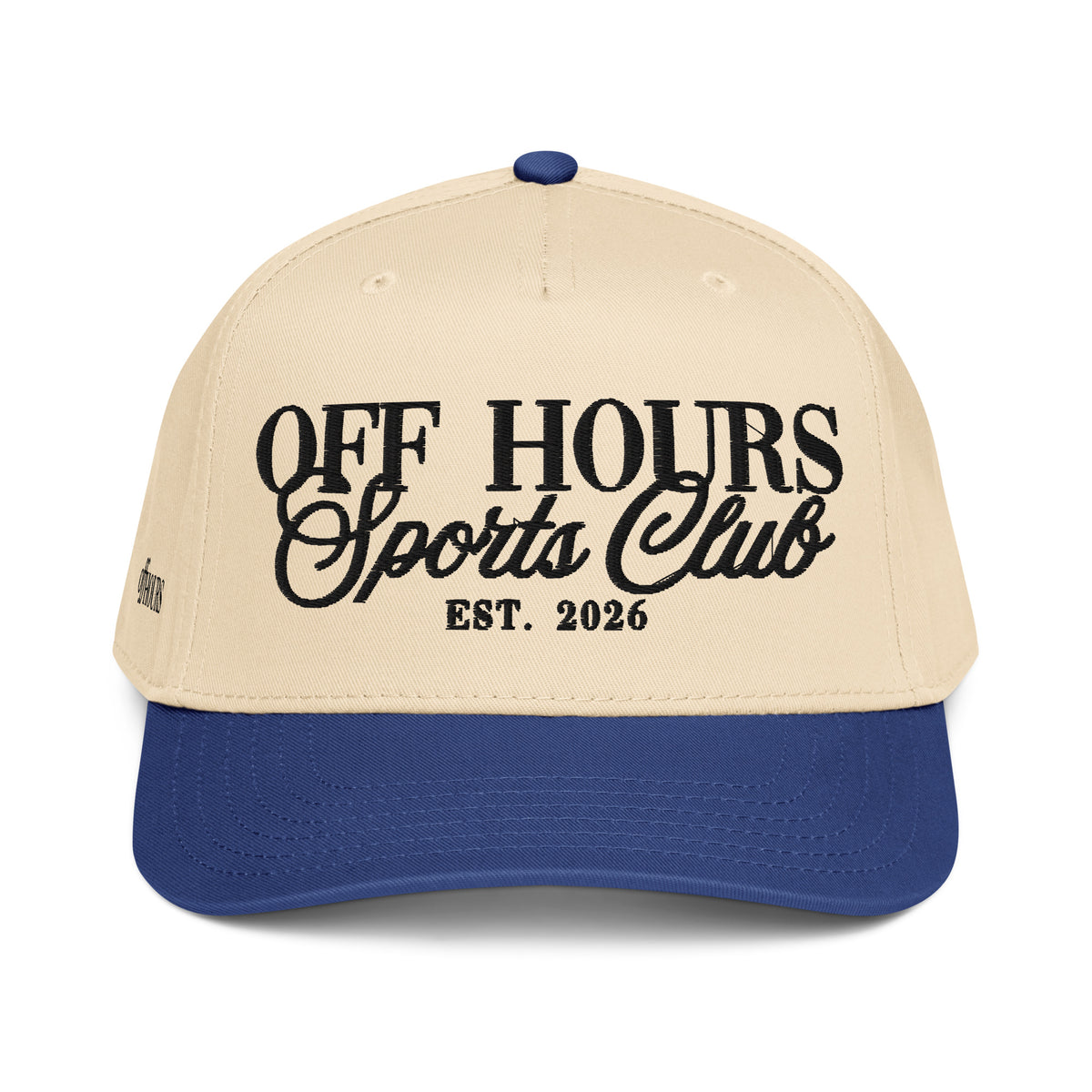 Off Hours Sports Club blue and natural trucker hat by Off Hours